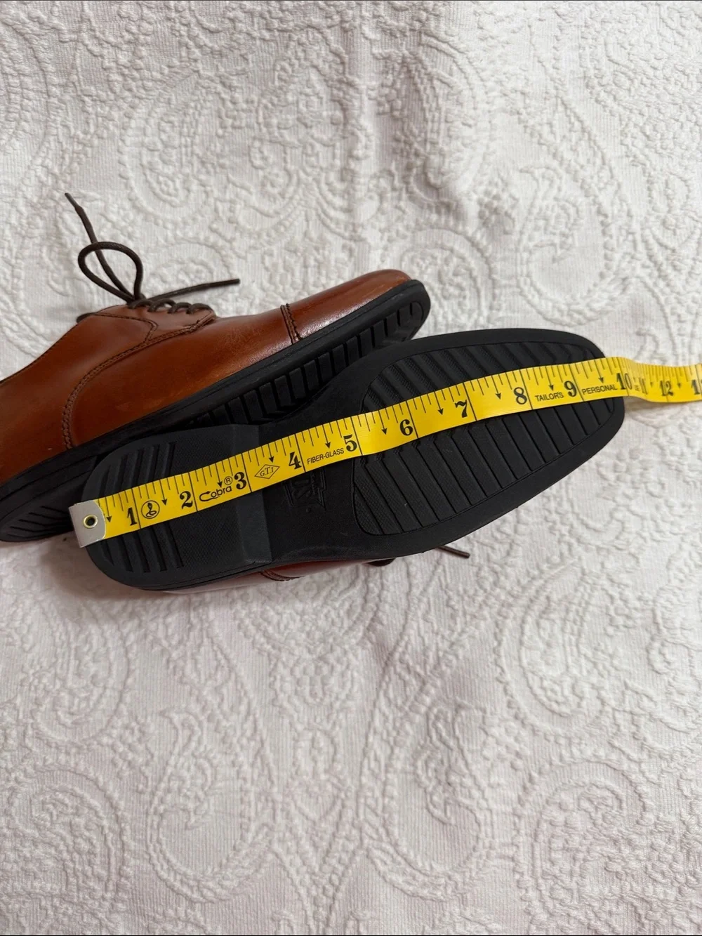 Florsheim Boys Size 3M Kids Dress Shoes Brown Leather Cap-Toe Lace-Up